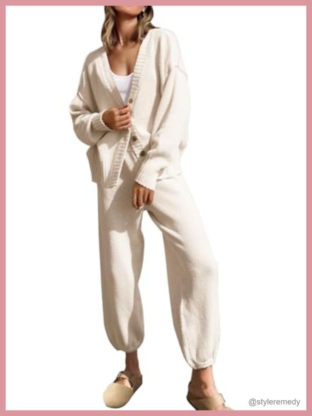 Women's 2 Piece Sweater Outfit Cardigan and Lounge Pants Set